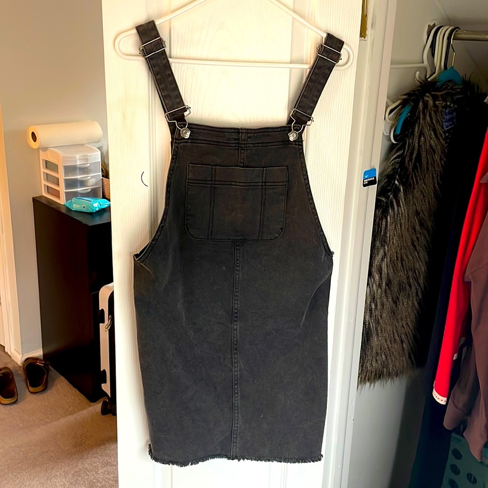 Never Worn Black Denim Overall Dress♥️